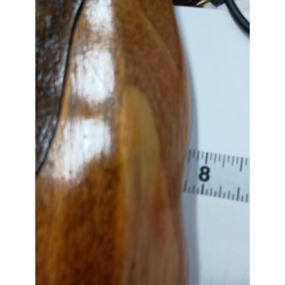 Vintage Large Hand Carved African Folk Art Wood Floral Serving Tray With Handles - Picture 7 of 7